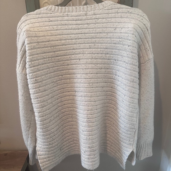 Tahari V-Neck Donegal Ribbed Knit Sweater Cream XL - Picture 4 of 5